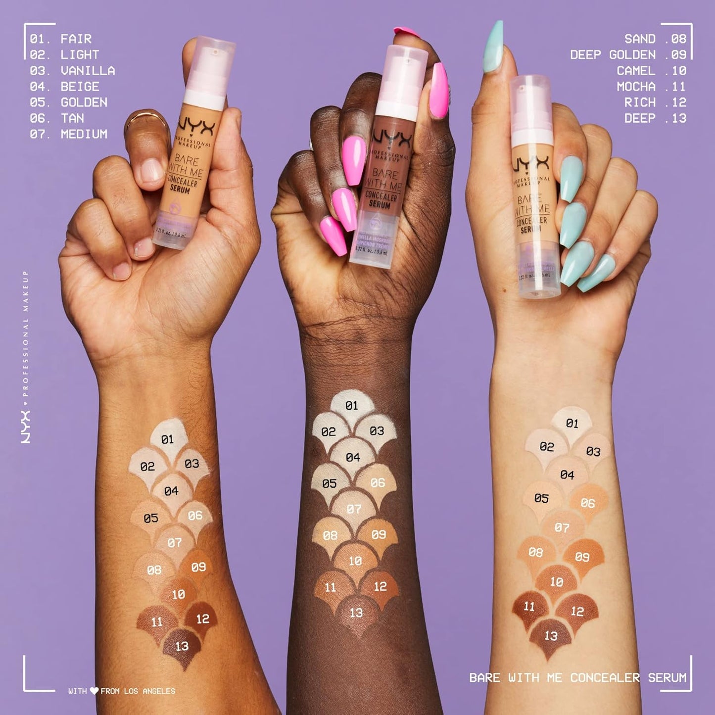 Concealer, under Eye Concealer, Bare with Me Serum, Satin and Natural Finish, Infused with Tremella Mushroom and Green Tea for 24HR Hydration, Vegan Formula - 03 Vanilla, 9.6Ml