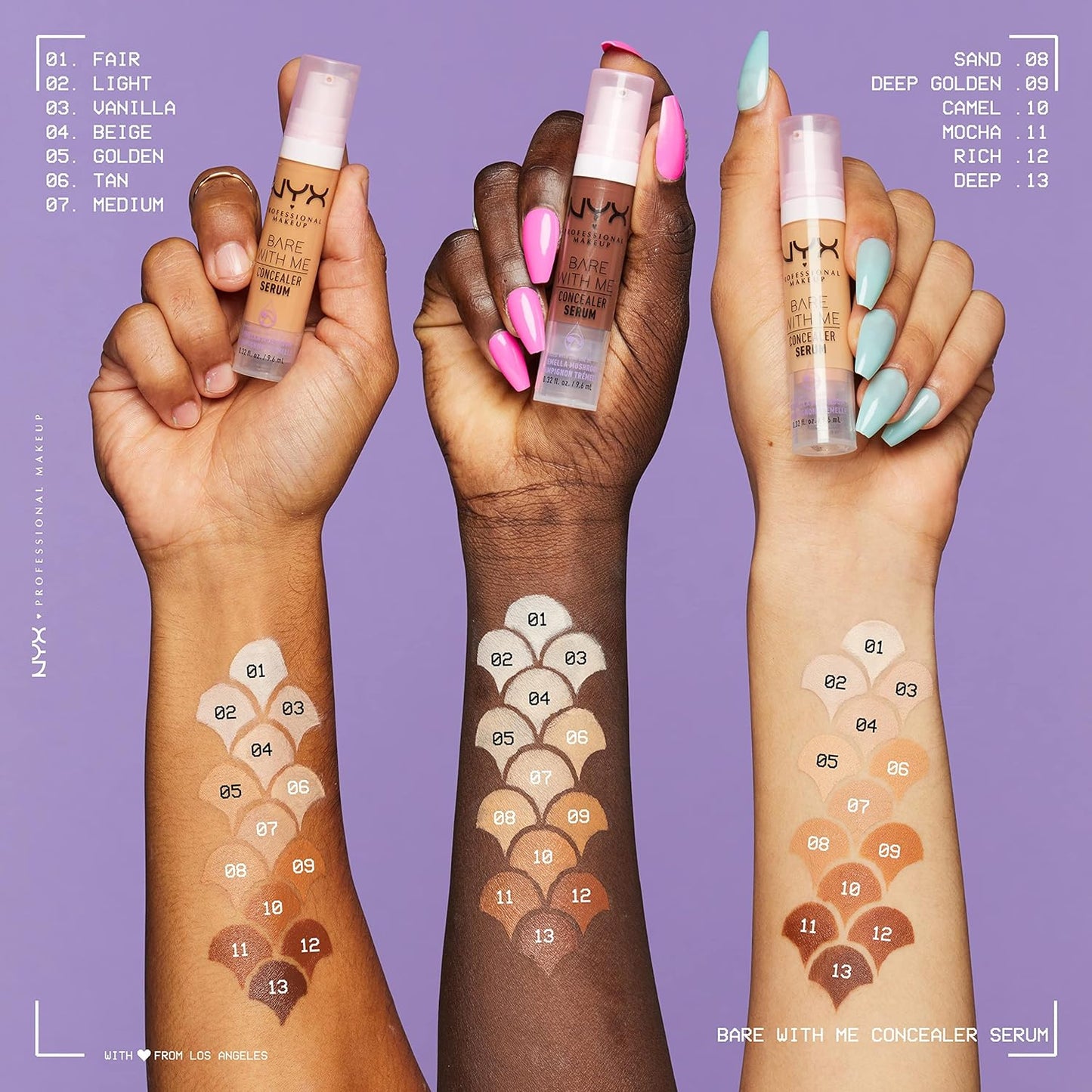 Concealer, under Eye Concealer, Bare with Me Serum, Satin and Natural Finish, Infused with Tremella Mushroom and Green Tea for 24HR Hydration, Vegan Formula - 03 Vanilla, 9.6Ml