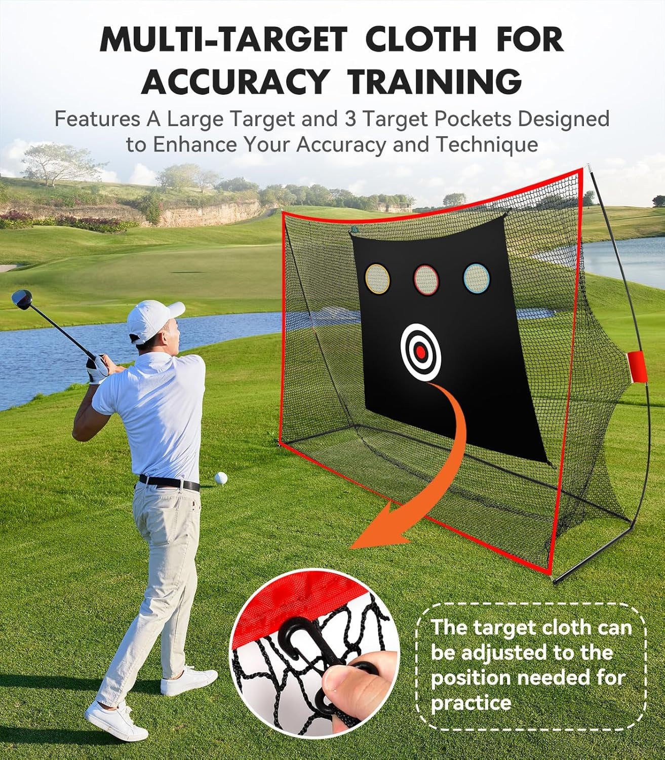 Golf Net: 10X7Ft Heavy Duty Golf Practice Hitting Net for Backyard Indoor Outdoor Training, with Dual-Turf Mat, Ideal Training Aid for Golfers Backyard Driving Chipping Swing