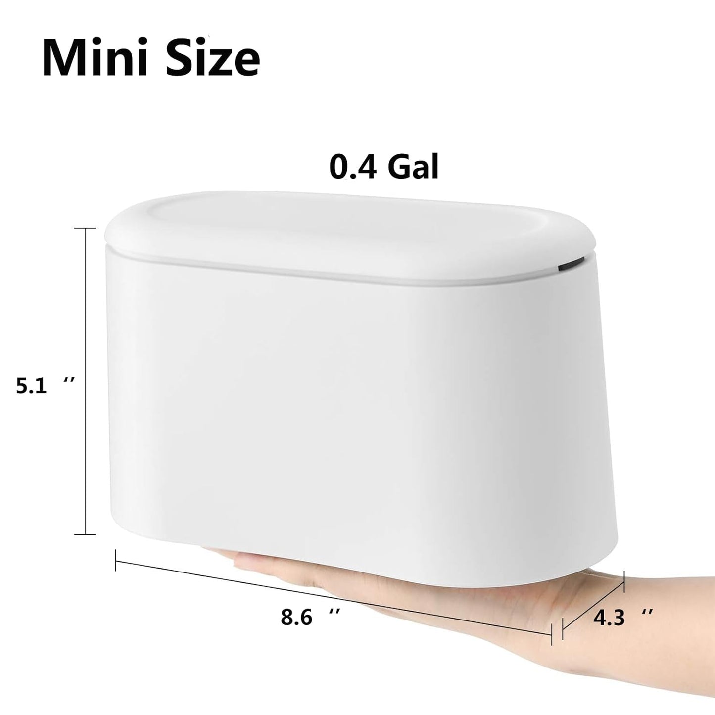 Mini Trash Can with Lid,Small Desk Trash Can,Countertop Mini Garbage Cans,Tiny Waste Basket,White,With 3 Roll Bags