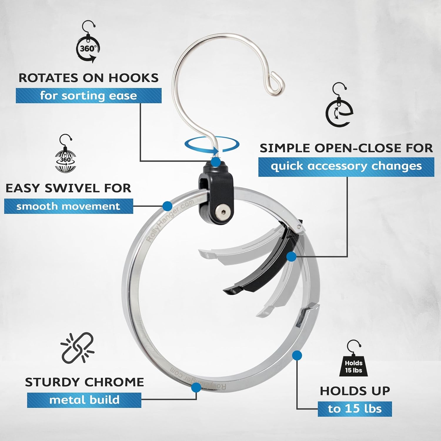 Multipurpose Closet Hangers- Tie and Belt Hanger for Closet- Great Space Saving Belt Organizer for Wardrobe - Ideal for Storing Belts, Ties, Scarfs, Baseball Hats, Purses & More- 1 Pack