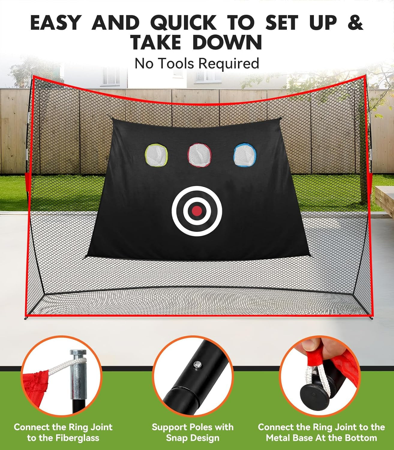 Golf Net: 10X7Ft Heavy Duty Golf Practice Hitting Net for Backyard Indoor Outdoor Training, with Dual-Turf Mat, Ideal Training Aid for Golfers Backyard Driving Chipping Swing